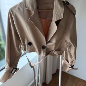 Tan Cropped Women's Jacket